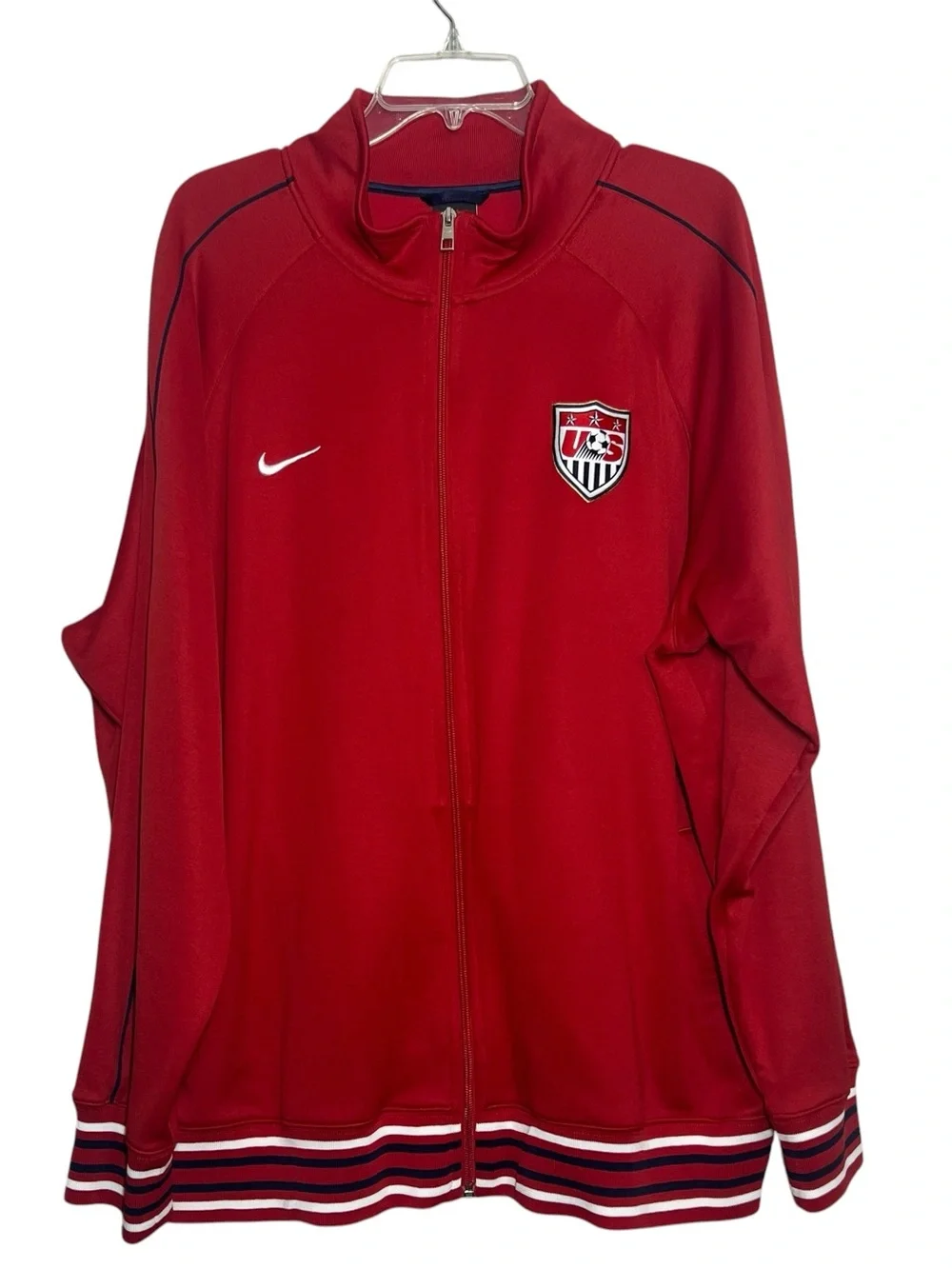 NIKE US Soccer Track Jacket Red Full Zip Men’s Size XXL Pockets USA